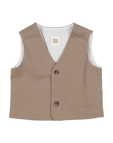 Douuod Babies'  Newborn Boy Tailored Vest Khaki Size 3 Cotton, Elastane In Sand