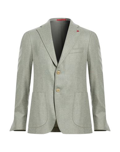 Isaia Man Blazer Sage Green Size 44 Wool