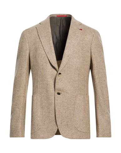 Isaia Man Blazer Sand Size 42 Wool In Brown