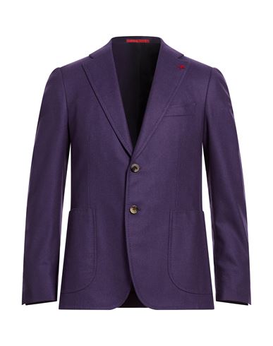 Isaia Man Blazer Dark Purple Size 44 Wool, Cotton, Cashmere