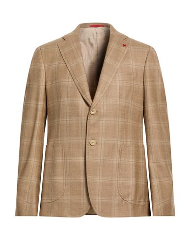 Isaia Man Blazer Camel Size 46 Wool In Multi