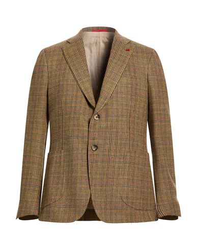 Isaia Man Blazer Mustard Size 44 Wool In Brown