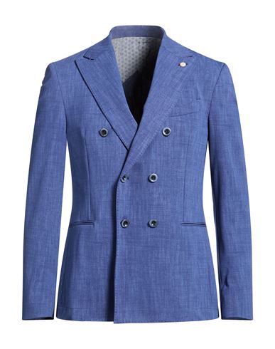 Barbati Man Blazer Blue Size 46 Cotton, Polyamide, Elastane