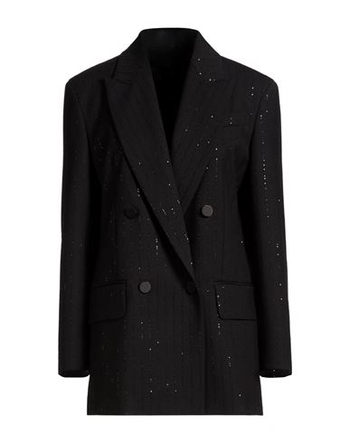 Max Mara Woman Blazer Black Size 8 Virgin Wool, Polyamide