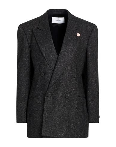 Lardini Woman Blazer Black Size 8 Wool, Polyester, Acrylic, Silk, Elastane