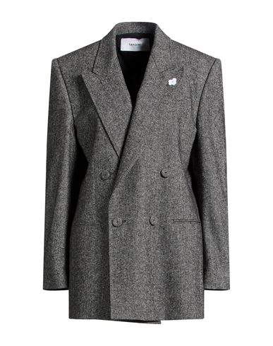 Lardini Woman Blazer Charcoal Size 12 Wool, Polyester, Acrylic, Silk, Elastane In Gray