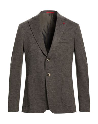 Isaia Man Blazer Taupe Size 46 Wool In Gray