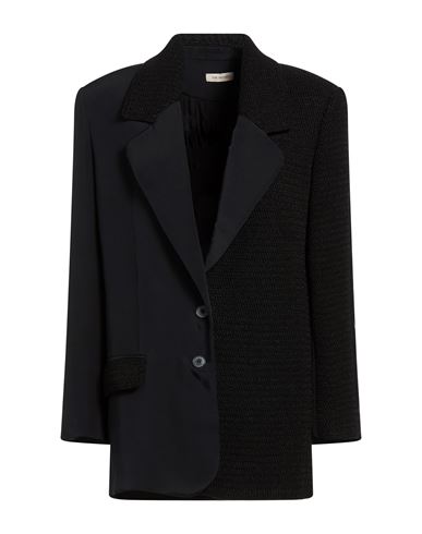 The Mannei Woman Blazer Black Size 6 Silk, Elastane, Cotton, Viscose