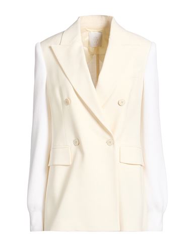 Eleventy Woman Blazer Ivory Size 2 Cotton, Wool, Viscose, Linen, Elastane In White