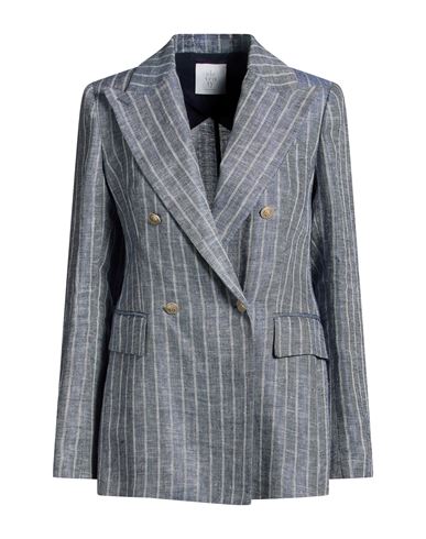 Eleventy Woman Blazer Navy Size 2 Hemp, Linen In Blue