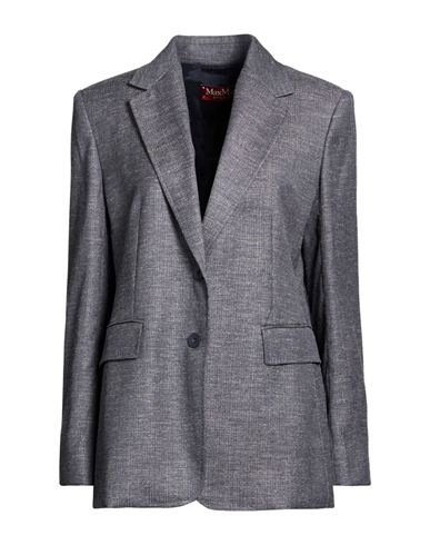 Max Mara Studio Woman Blazer Slate Blue Size 10 Virgin Wool, Viscose, Linen