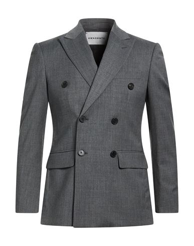 Amaranto Man Blazer Grey Size 38 Polyester, Virgin Wool, Elastane In Gray