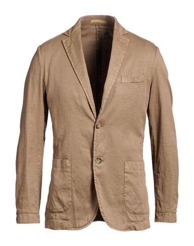 Cruna Man Blazer Khaki Size 40 Linen, Cotton, Elastane In Nude