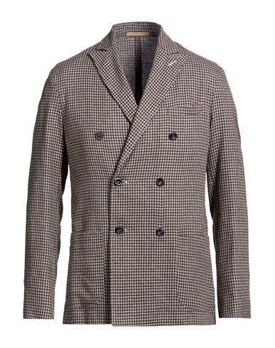 Cruna Man Blazer Dark Brown Size 40 Linen, Cotton In Multi