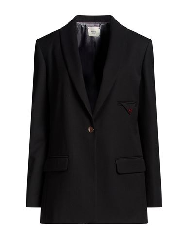 Alysi Chocolat Woman Blazer Black Size 8 Polyester, Virgin Wool