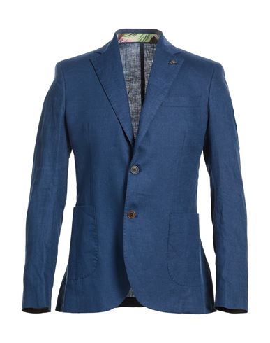 Bob Man Blazer Navy Size 42 Linen In Blue