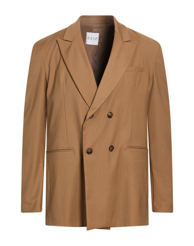 Exte Man Blazer Camel Size 42 Polyester, Wool, Viscose In Sand