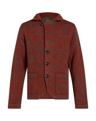 Irish Crone Man Cardigan Rust Size M Wool In Red