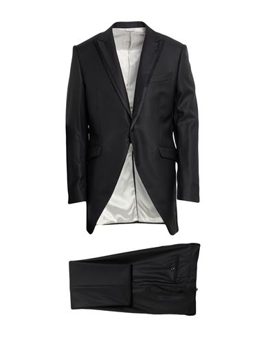 Tombolini Man Suit Black Size 46 Wool, Silk