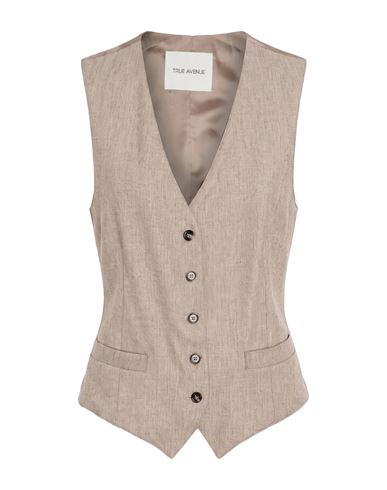 True Avenue Woman Tailored Vest Beige Size 4 Virgin Wool, Polyamide, Acrylic, Cashmere, Elastane