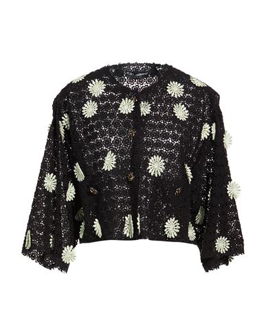 Dolce & Gabbana Cable-knit Wool-cashmere Polo Sweater Woman Jacket Black Size 2 Cotton, Viscose