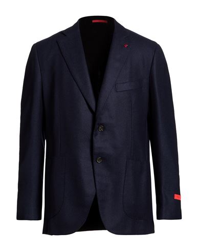 Isaia Man Blazer Navy Size 44 Wool, Cashmere In Multi