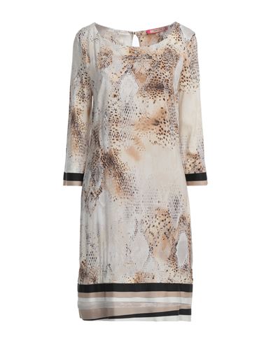 Angelo Marani Woman Midi Dress Beige Size 12 Silk