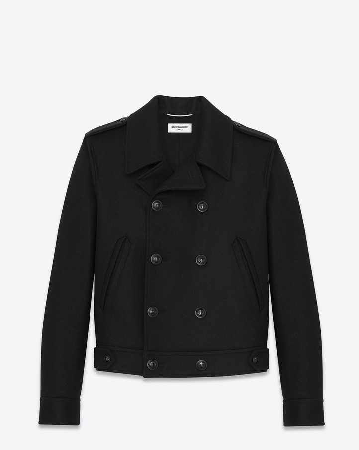 Saint Laurent Caban Jacket In Black Felted Wool | YSL.com
