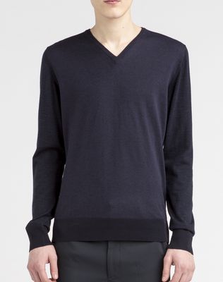 Lanvin Three Material v Neck Sweater, Knitwear & Sweaters Men | Lanvin ...
