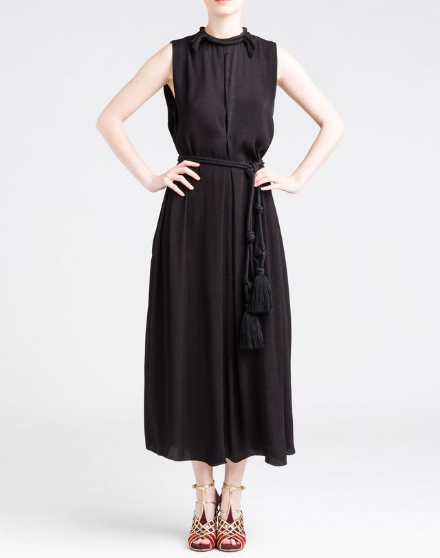Lanvin Matt Sand Washed Satin Dress, Long Dress Women | Lanvin Online Store