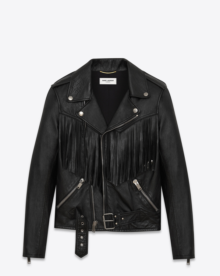 Saint Laurent Fringed Motorcycle Jacket In Black Leather | YSL.com