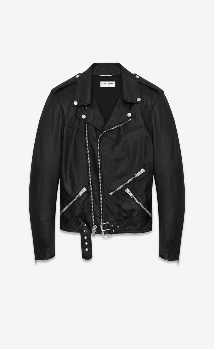 Saint Lau Lace Up Motorcycle Jacket In Black Leather Ysl Com Leather Jacket