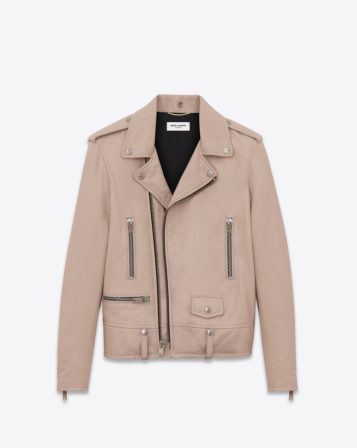 Saint Laurent Classic Motorcycle Jacket In Powder Pink Washed Leather ...