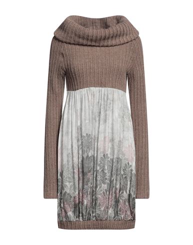 Emma & Gaia Woman Short dress Khaki Size 4 Acrylic, Wool, Nylon