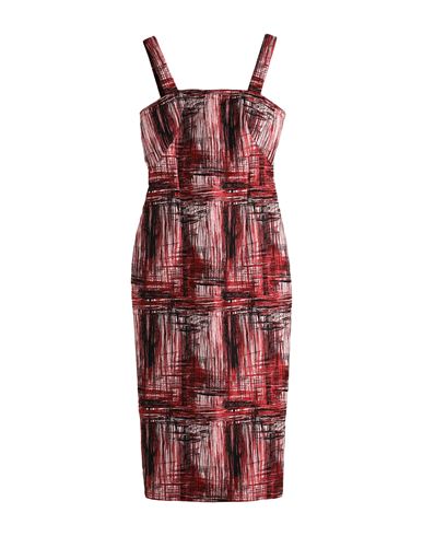 Woman Midi dress Brick red Size 4 Polyester