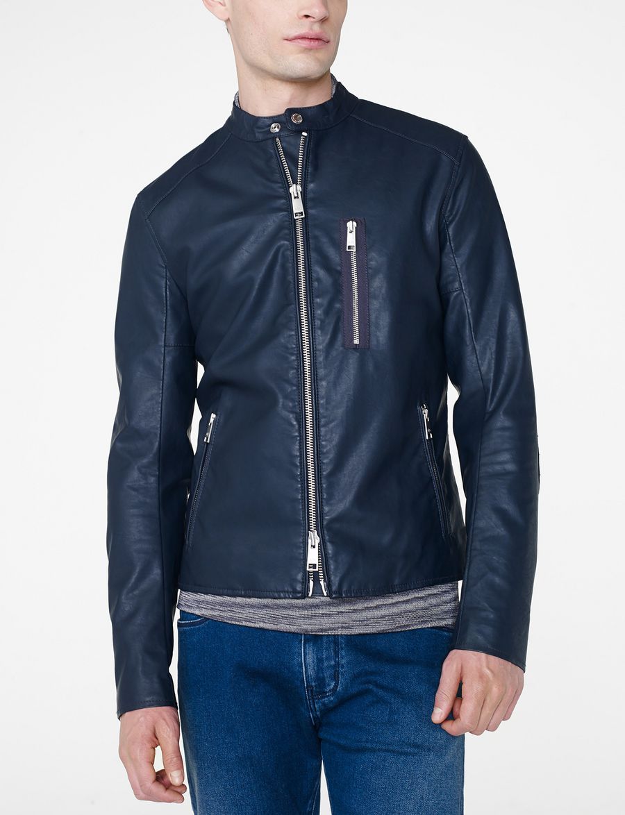 Armani Exchange Faux Leather Tab Moto Jacket For Men A X Armani Exchange Faux Leather Tab Moto Jacket For Men A X