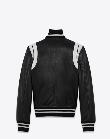 SAINT LAURENT Classic Teddy Jacket In Black And White Leather in Black ...