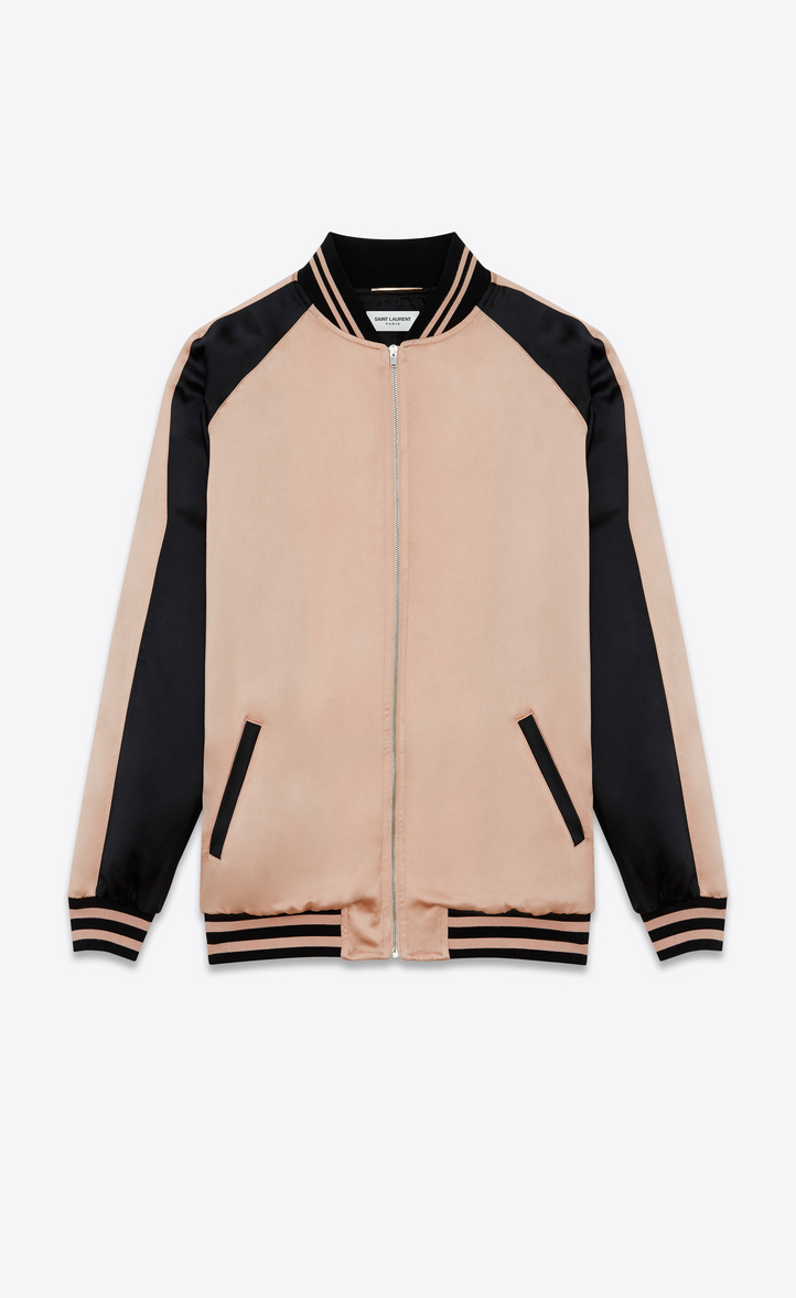 ‎Saint Laurent ‎Oversized TEDDY Baseball Jacket In Powder Pink And ...