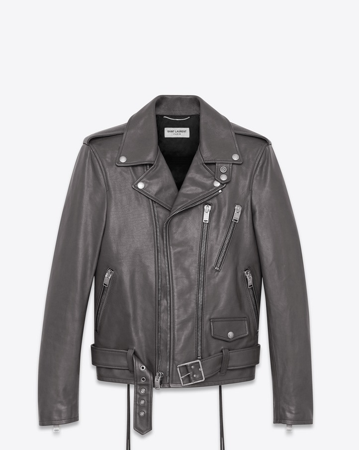 Saint Laurent Signature Motorcycle Jacket In Dark Anthracite Leather ...