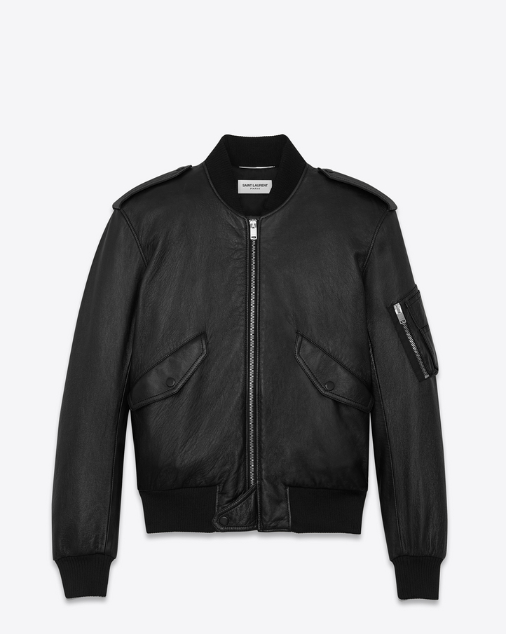 Saint Laurent Classic Bomber Jacket In Black Slouchy Leather | YSL.com