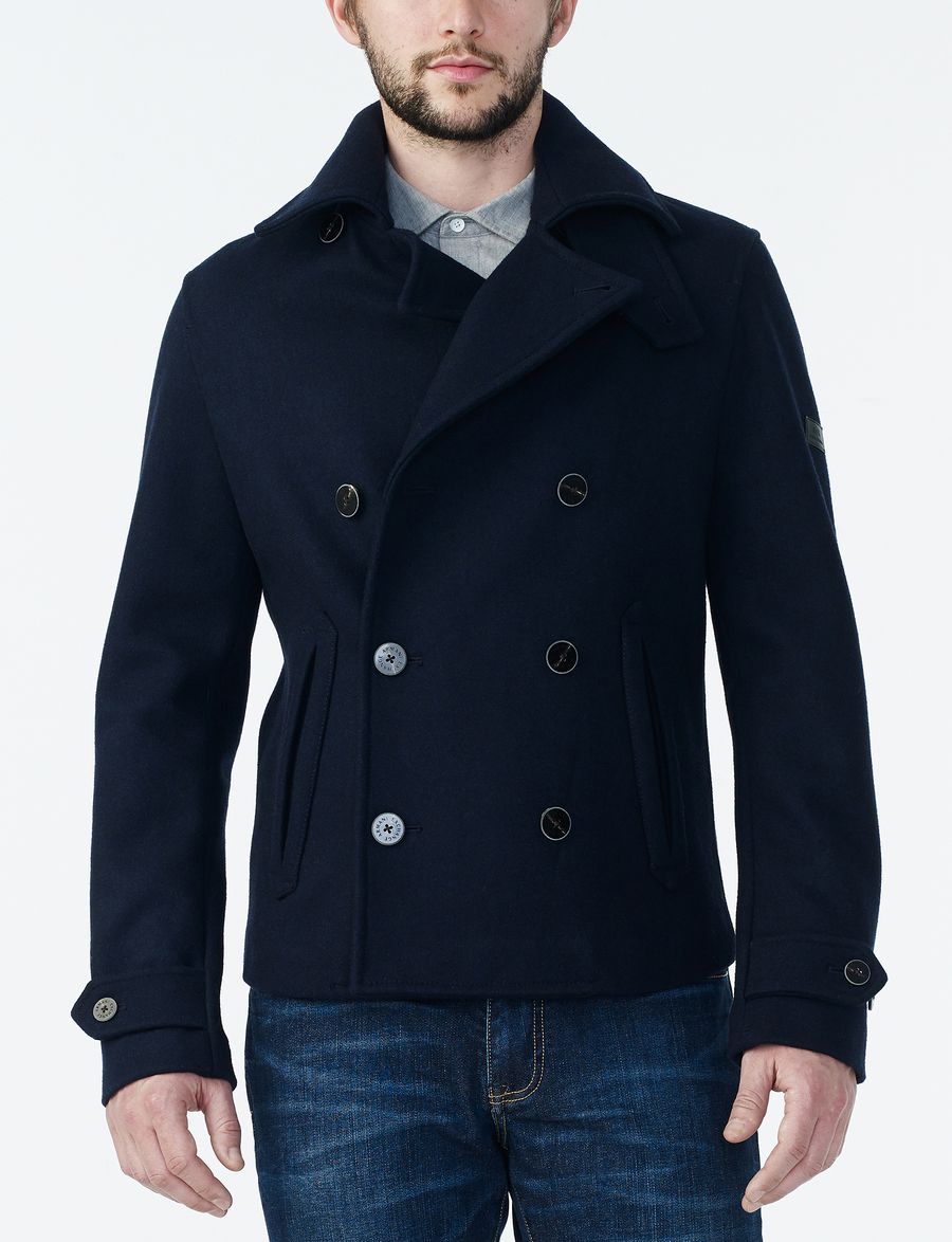 Armani Exchange SHORT DOUBLE BREASTED WOOL PEACOAT, Jacket for Men | A ...