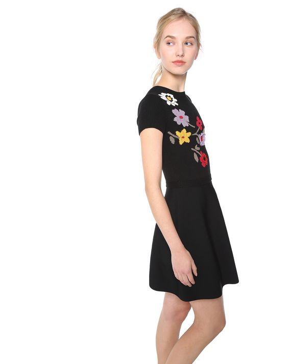 REDValentino FLORAL INTARSIA AND CROCHET DETAIL KNIT DRESS - Dress for ...