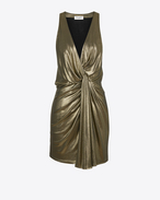 SAINT LAURENT Dresses D twisted mini dress in gold metallic jersey f