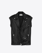 SAINT LAURENT Vestes Cuir U blouson motorcycle sans manches en cuir délavé noir f