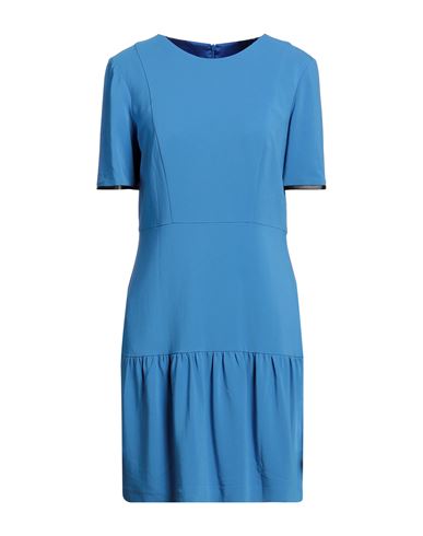 Pinko Woman Mini Dress Azure Size 8 Viscose, Modal, Elastane, Cotton, Polyurethane Coated In Blue