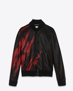 SAINT LAURENT Vestes Cuir U veste teddy en cuir à imprimé flammes noir et rouge f