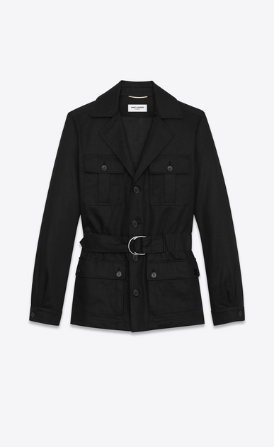 SAINT LAURENT Casual Jackets Woman SAHARIENNE Jacket in Black Cotton Gabardine a_V4