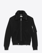 SAINT LAURENT Casual Jackets D Classic Bomber Jacket in Black Corduroy and Natural Shearling f