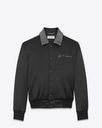 SAINT LAURENT Casual Jacken D "JE T'AIME“ Teddy-Jacke aus schwarzem Satin mit transparenten Kristallen f