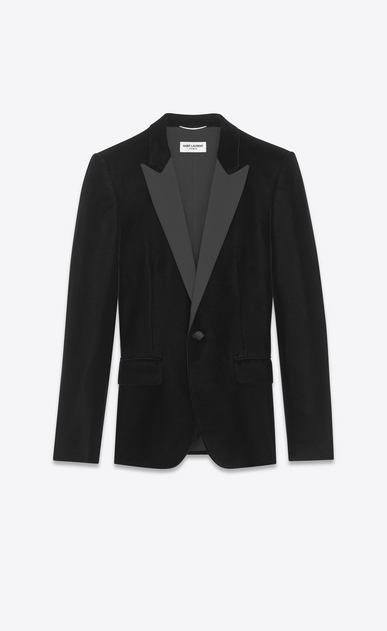 Peaked lapel tuxedo jacket in velours Saint Laurent